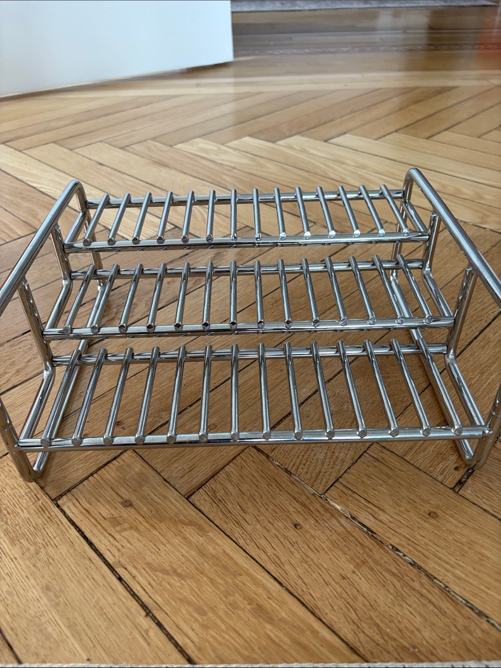 Three level metal spice rank. 11 inches across./9 inches deep/5 inches high